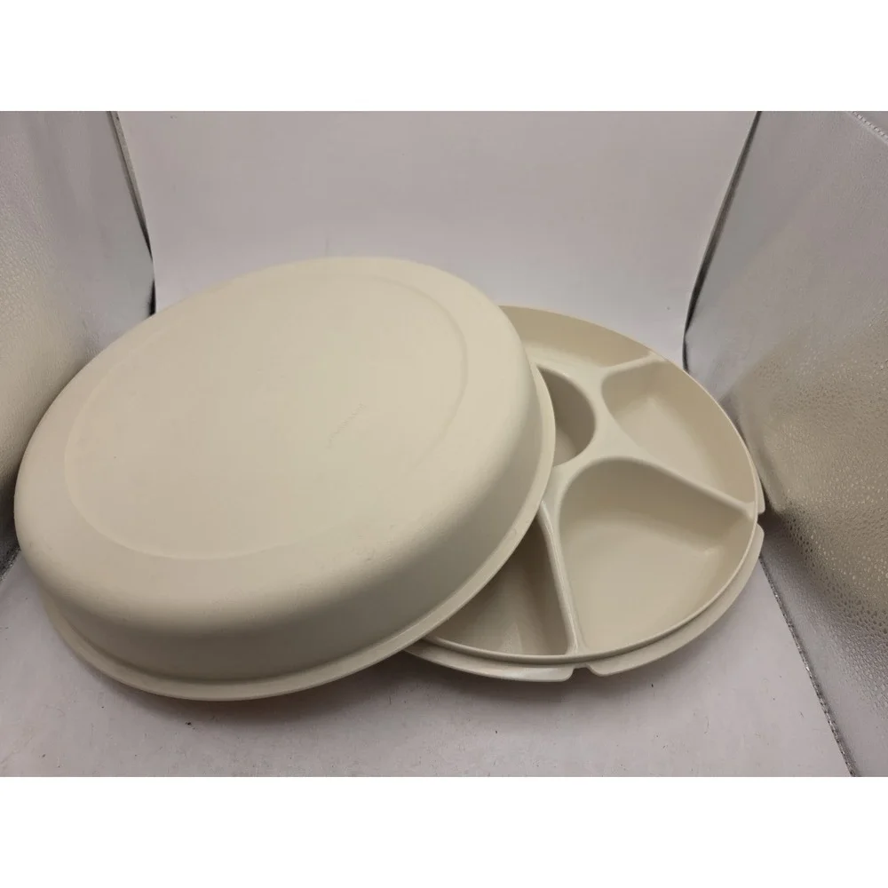 Tupperware Divided Serving Tray Veggie Fruit Dip With Lid 1665-3 1666-3